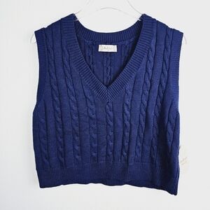 Altar'd State Navy Cable Knit Vest